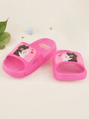 Adorable Bear and Bunny Hug Slides for Girls - Fuchsia