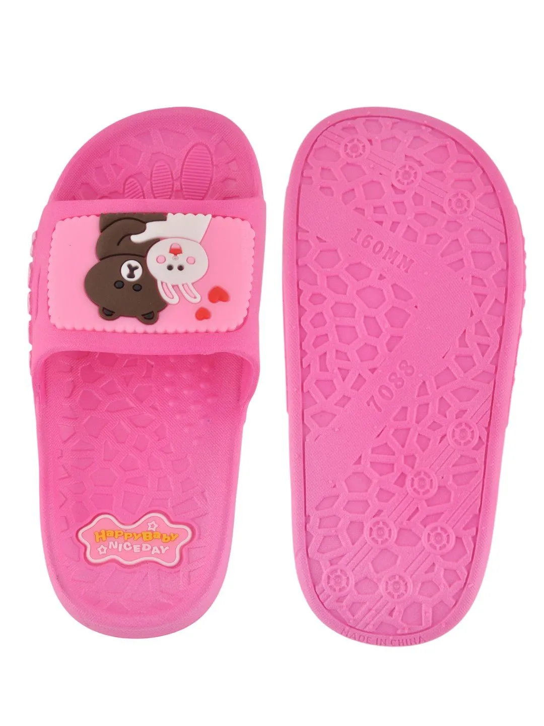 Adorable Bear and Bunny Hug Slides for Girls - Fuchsia