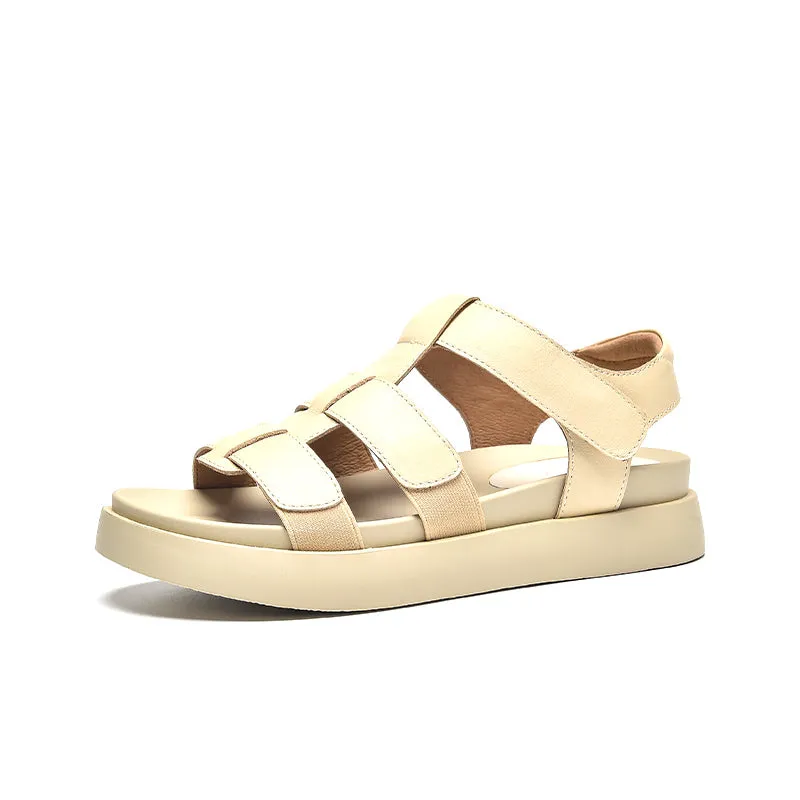 Beautoday Women's Leather Open Toe Fisherman Sandals with Thick Sole