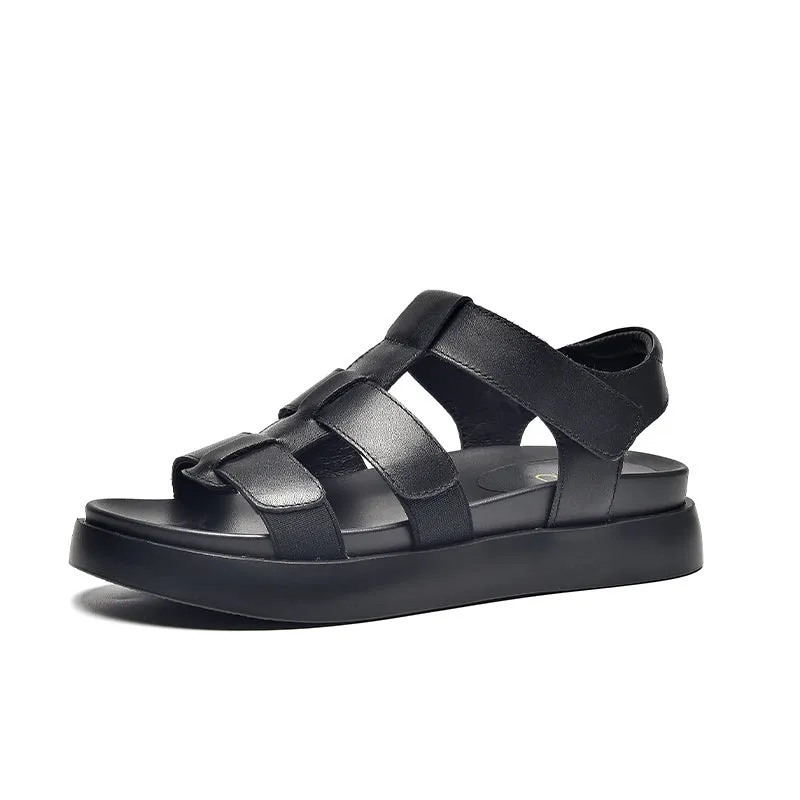 Beautoday Women's Leather Open Toe Fisherman Sandals with Thick Sole