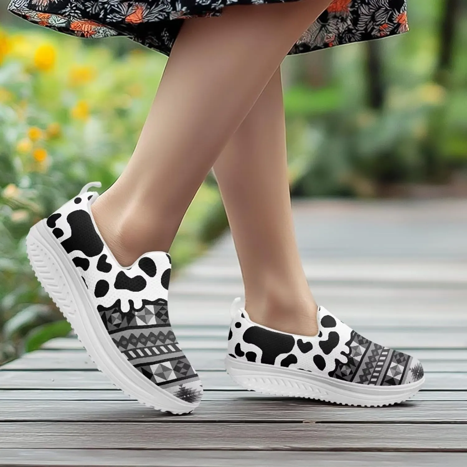 Binienty Womens Walking Sneakers Slip on Platform Loafers Comfy Lightwieght Rocking Shoes Outdoor Footwear