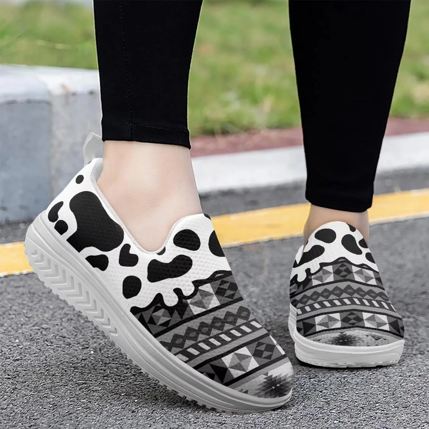 Binienty Womens Walking Sneakers Slip on Platform Loafers Comfy Lightwieght Rocking Shoes Outdoor Footwear