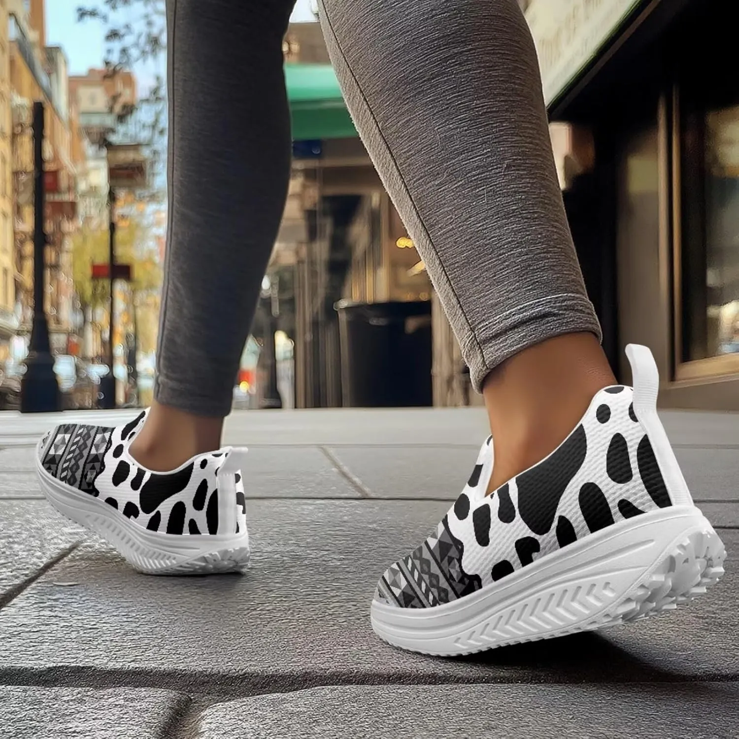 Binienty Womens Walking Sneakers Slip on Platform Loafers Comfy Lightwieght Rocking Shoes Outdoor Footwear