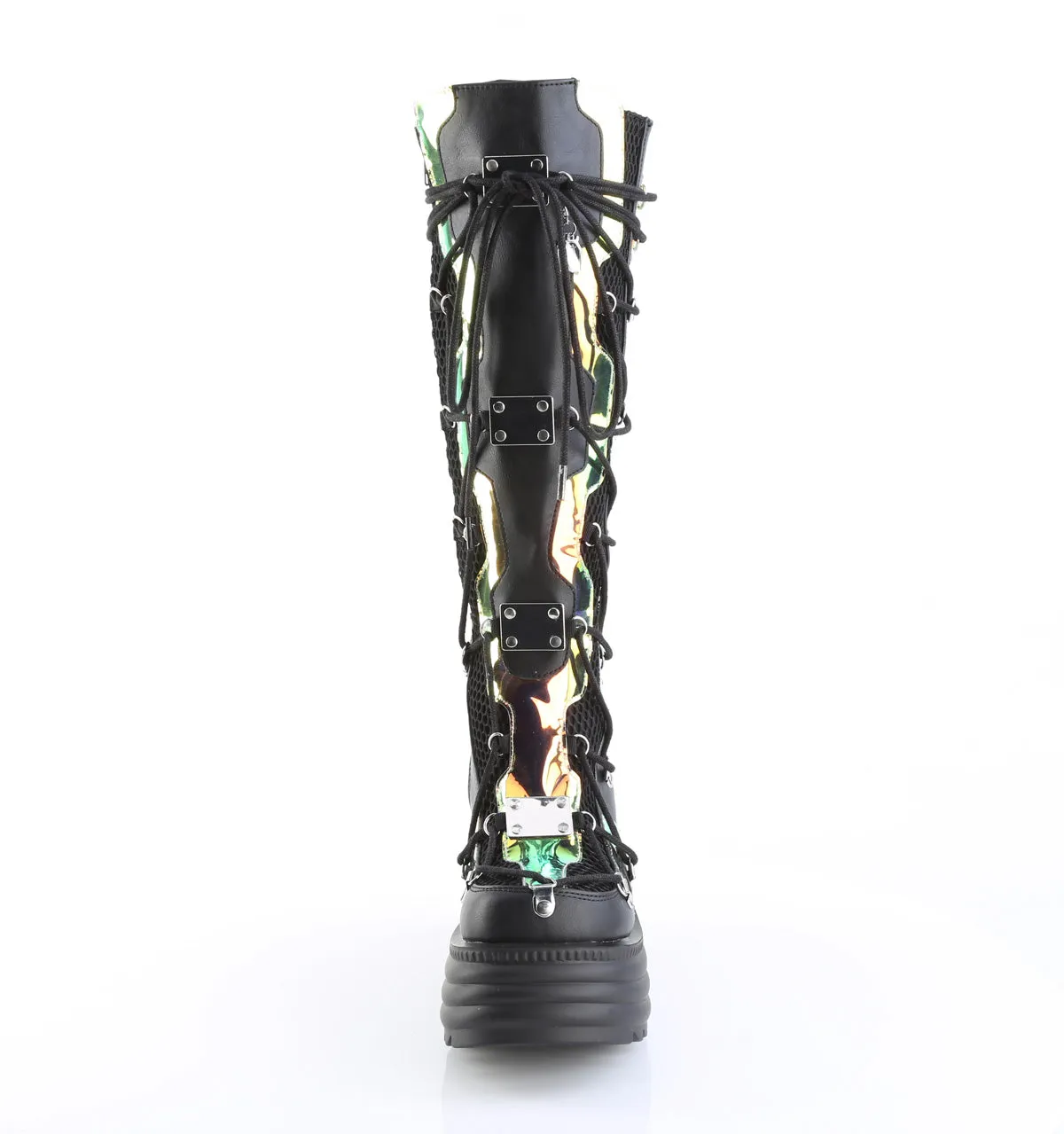 BLAZE-152 DemoniaCult Black Vegan Leather Sexy Women's Mid-Calf & Knee High Boots (Alternative Footwear)