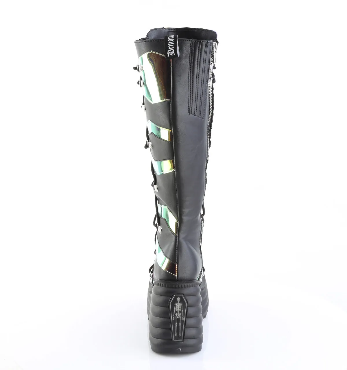 BLAZE-152 DemoniaCult Black Vegan Leather Sexy Women's Mid-Calf & Knee High Boots (Alternative Footwear)