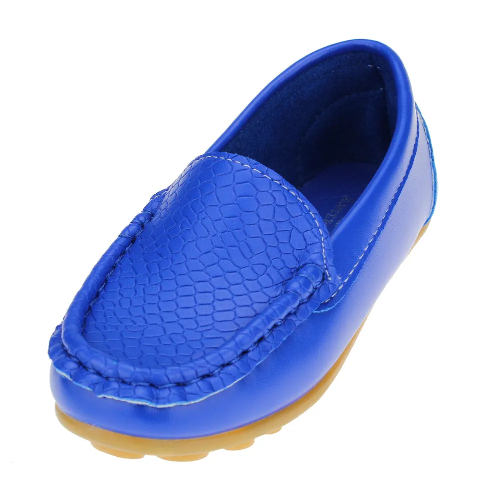 Boys Girls Leather Loafer Shoes Slip on Moccasin Flat Outdoor Soft Shoes