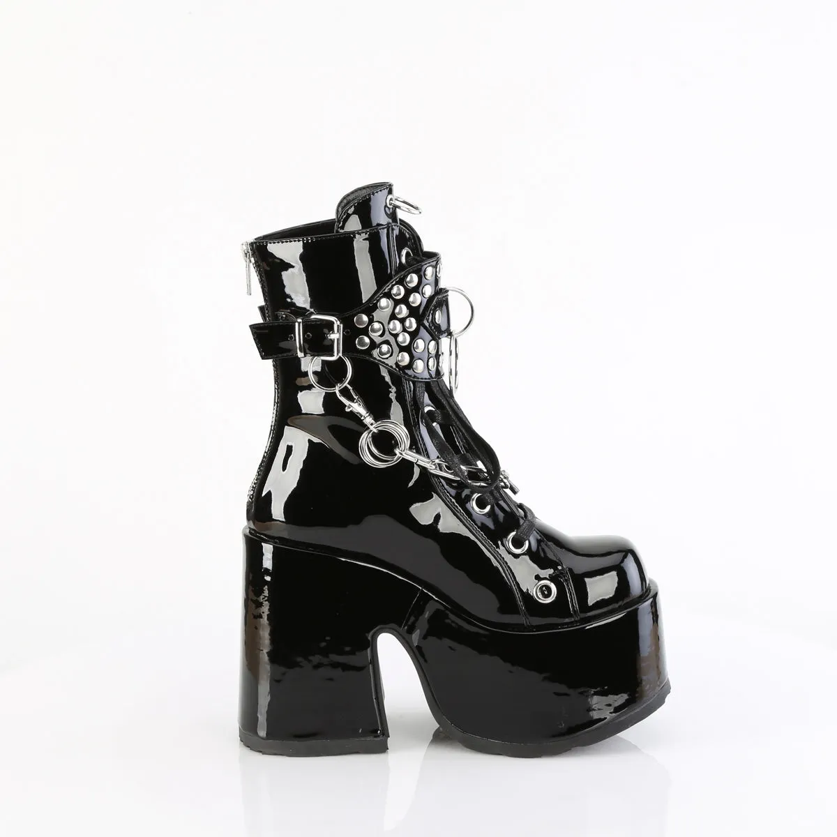 CAMEL-65 DemoniaCult Black Patent Sexy Women's Mid-Calf & Knee High Boots (Alternative Footwear)