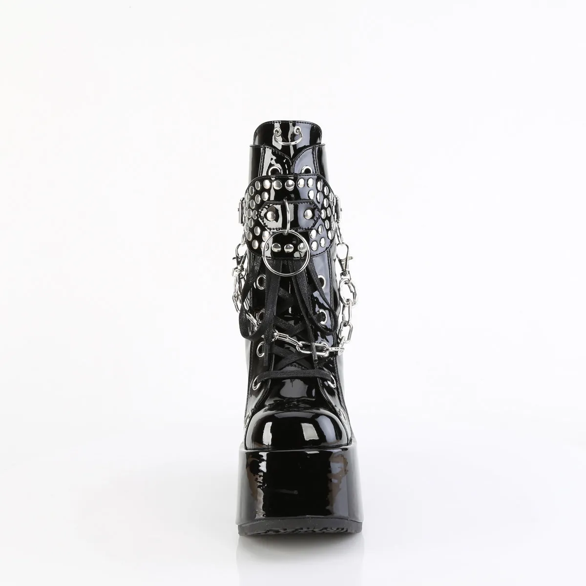 CAMEL-65 DemoniaCult Black Patent Sexy Women's Mid-Calf & Knee High Boots (Alternative Footwear)