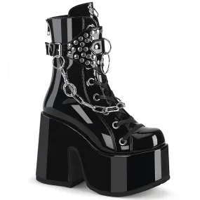 CAMEL-65 DemoniaCult Black Patent Sexy Women's Mid-Calf & Knee High Boots (Alternative Footwear)