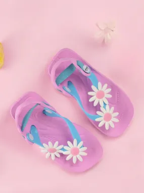 Charming Daisy-Themed Sandals for Girls - Pink and Blue