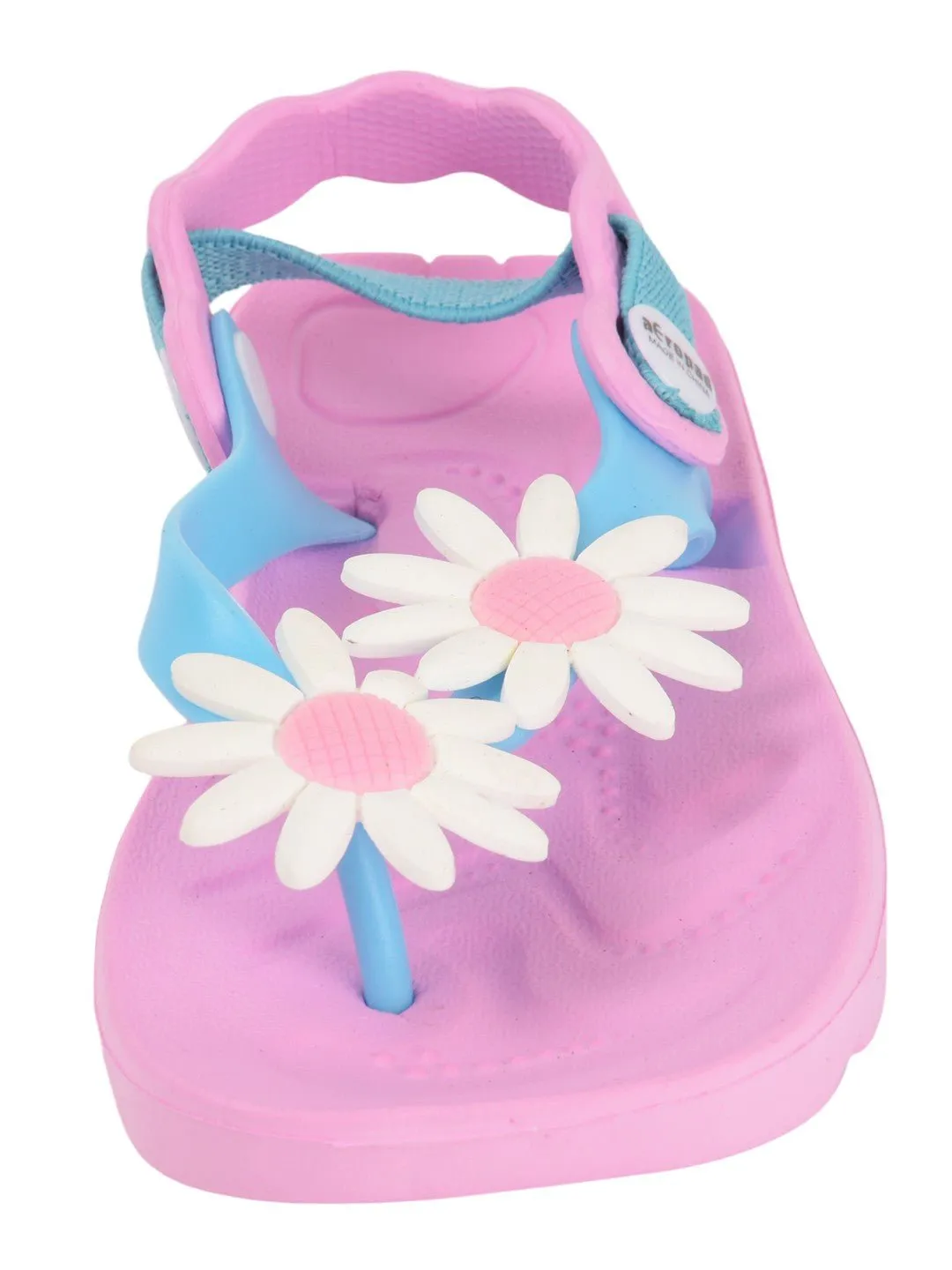 Charming Daisy-Themed Sandals for Girls - Pink and Blue