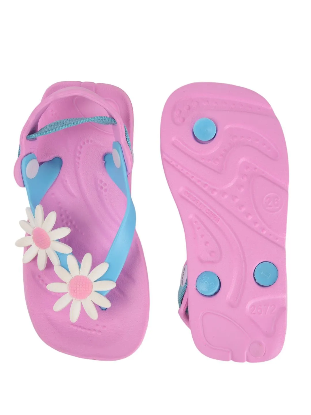 Charming Daisy-Themed Sandals for Girls - Pink and Blue