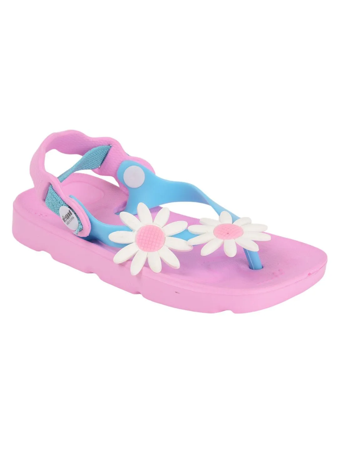Charming Daisy-Themed Sandals for Girls - Pink and Blue