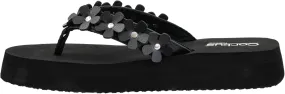 Corkys Footwear No Running Flip Flops - 'V' Strap Adorned With Flowers, Everyday Wear, Soft Footbed for All-Day Comfort, Effortless Slip-On Convenience