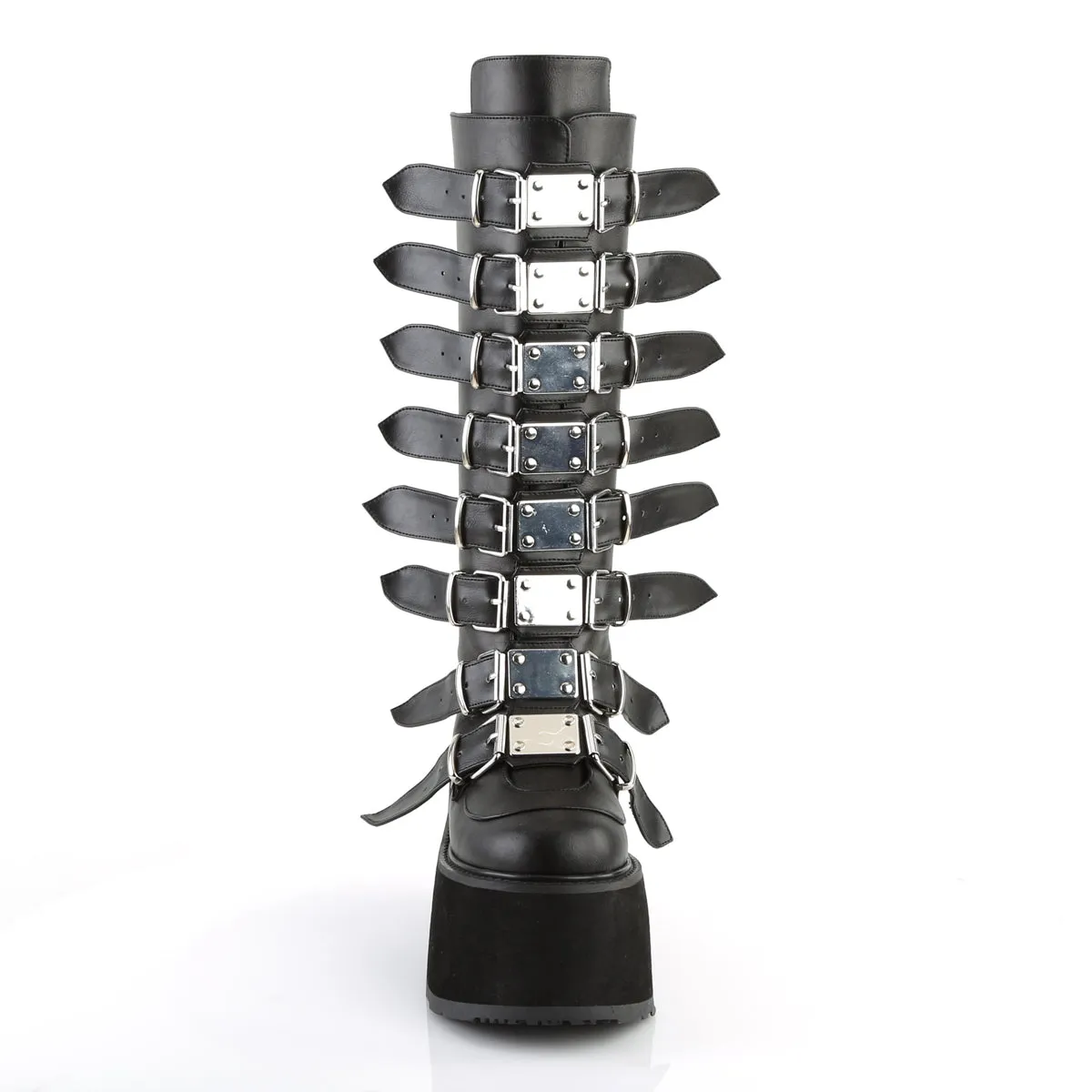 DAMNED-318 DemoniaCult Black Vegan Leather Sexy Women's Mid-Calf & Knee High Boots (Alternative Footwear)