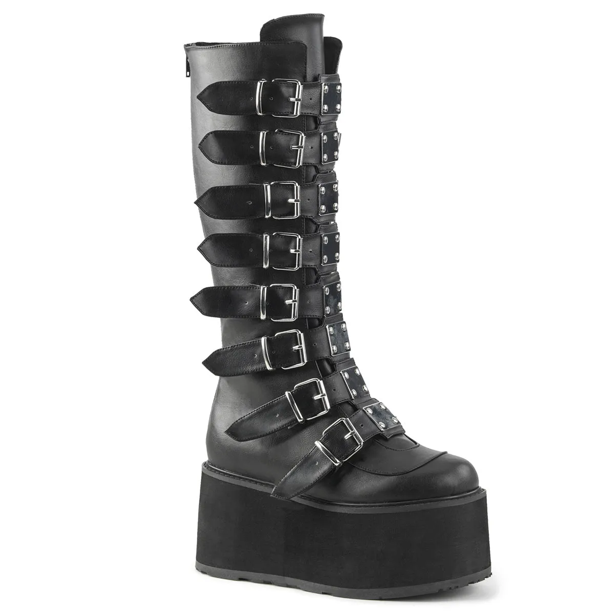 DAMNED-318 DemoniaCult Black Vegan Leather Sexy Women's Mid-Calf & Knee High Boots (Alternative Footwear)