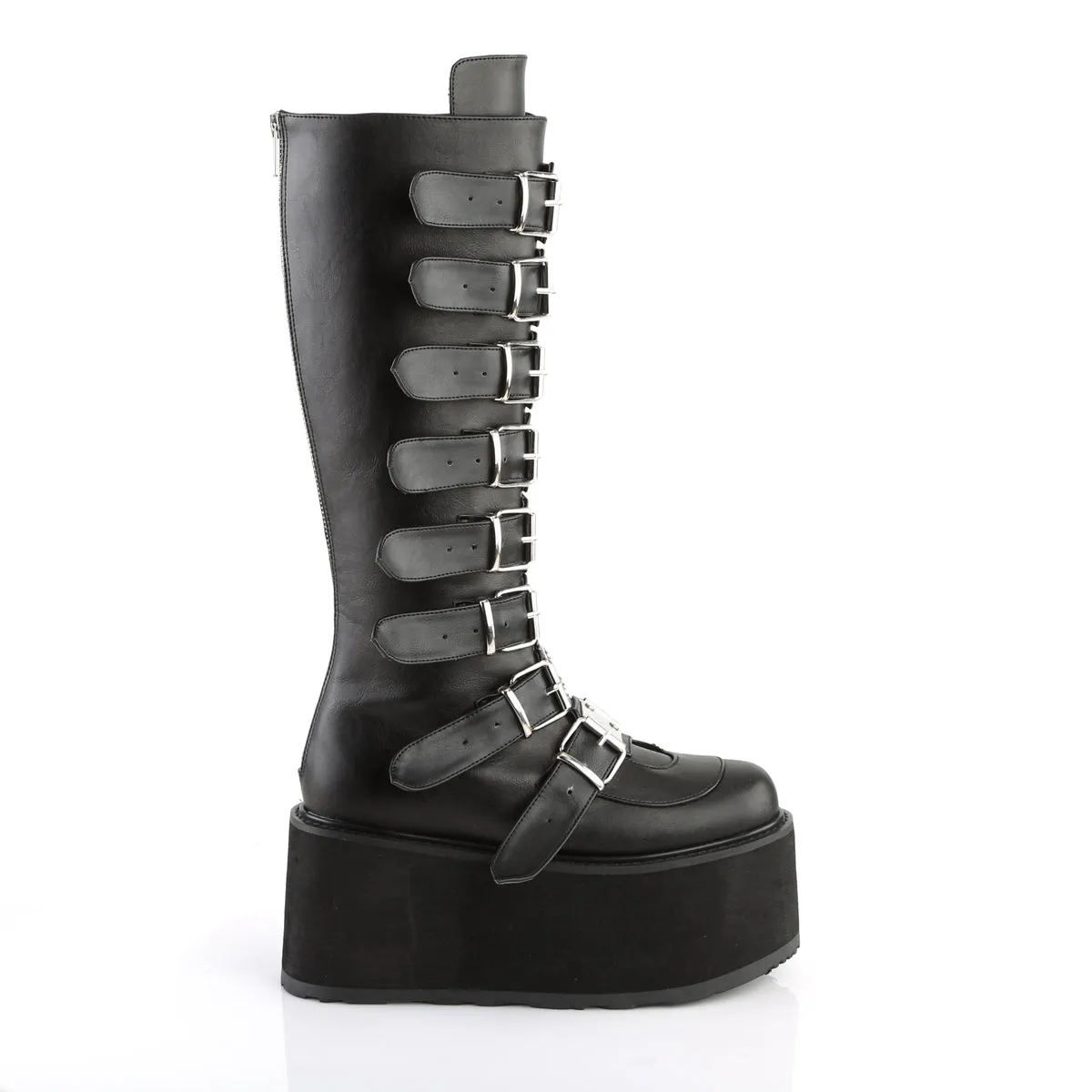 DAMNED-318 DemoniaCult Black Vegan Leather Sexy Women's Mid-Calf & Knee High Boots (Alternative Footwear)