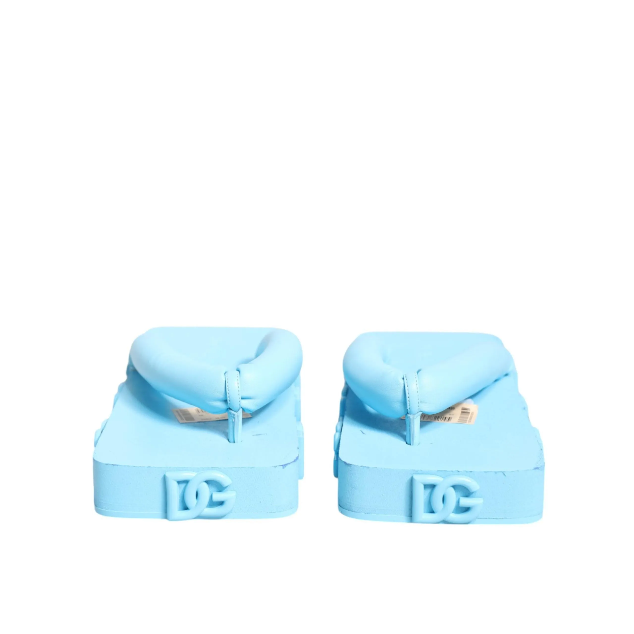 Dolce & Gabbana Light Blue Rubber Slides Flats Sandals Shoes