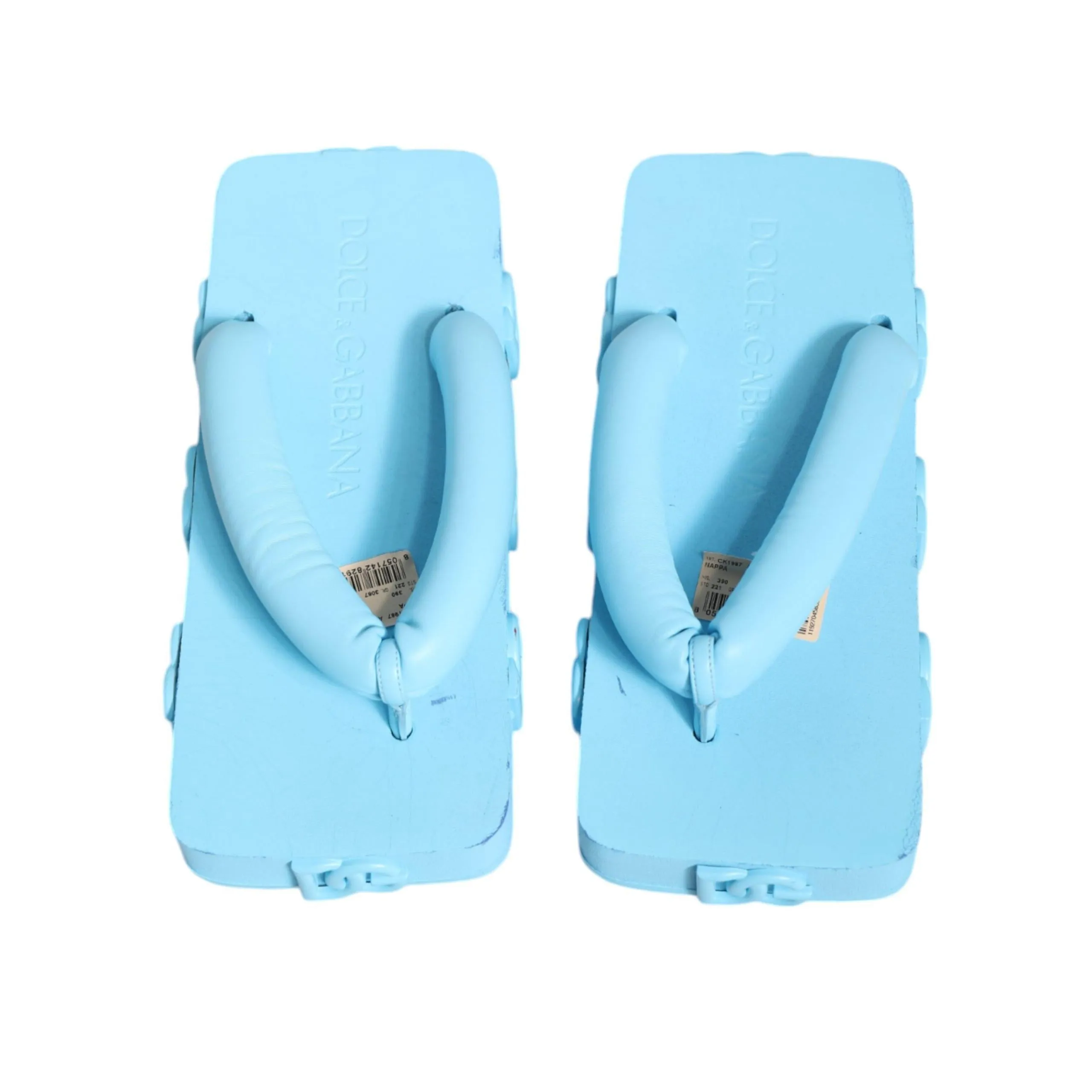 Dolce & Gabbana Light Blue Rubber Slides Flats Sandals Shoes