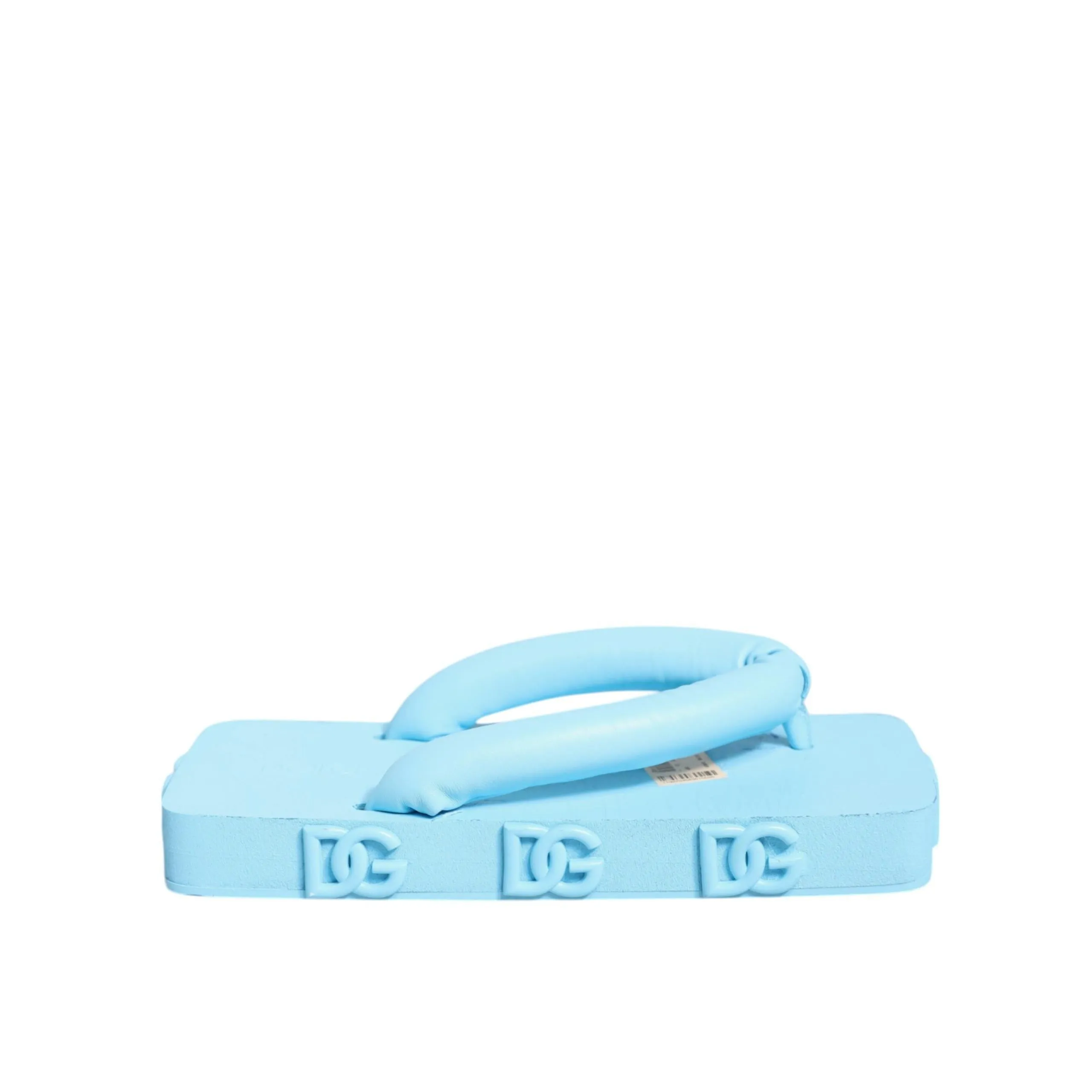 Dolce & Gabbana Light Blue Rubber Slides Flats Sandals Shoes