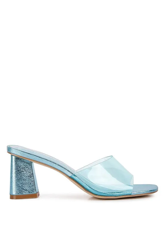 Eugnie Clear Straps Block Heel Sandals, Blue