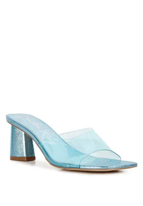 Eugnie Clear Straps Block Heel Sandals, Blue