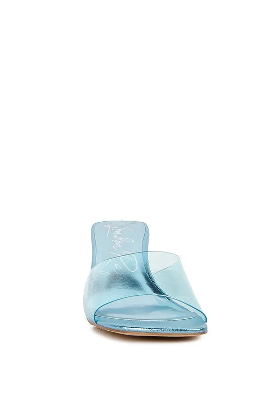 Eugnie Clear Straps Block Heel Sandals, Blue