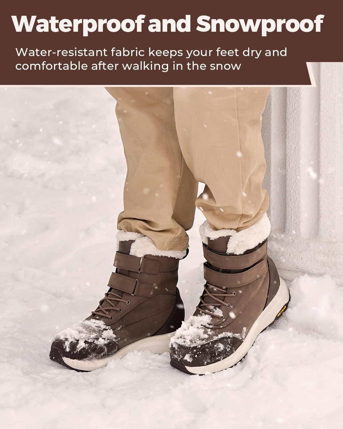FitVille Wide Mens Snow Boots Fur Lining Extra Wide Winter Boots for Men Waterproof Non-slip Warm Shoes for Outdoor Hiking