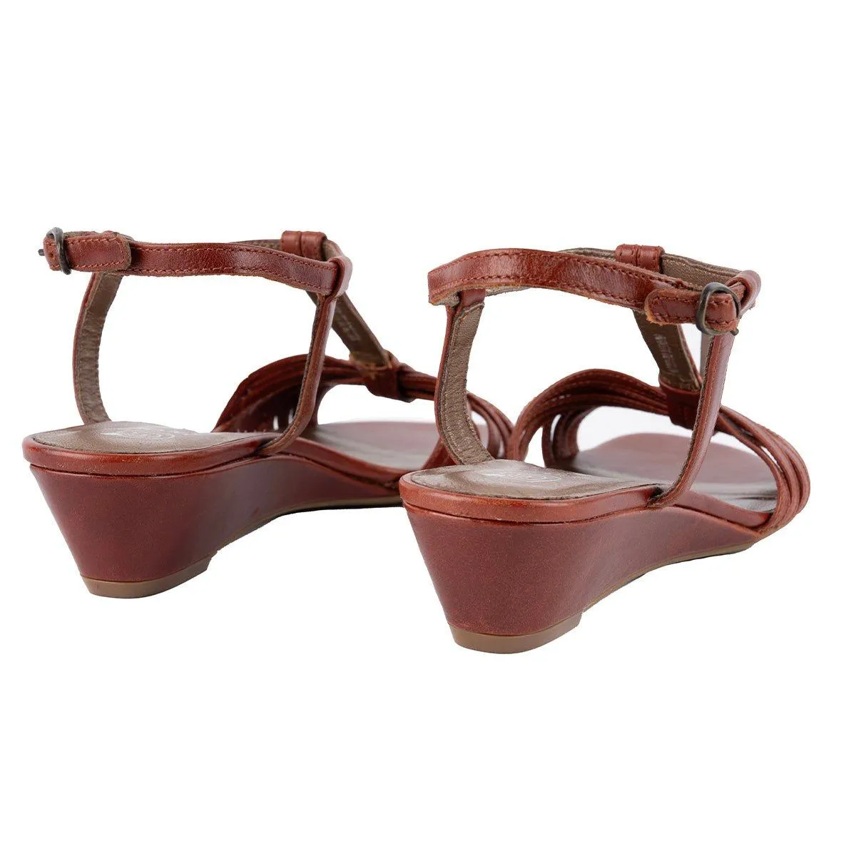 G Club Strap Wedge Sandals Leather Brown Colour For Women