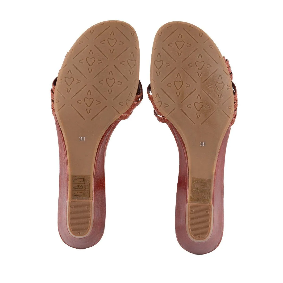 G Club Strap Wedge Sandals Leather Brown Colour For Women