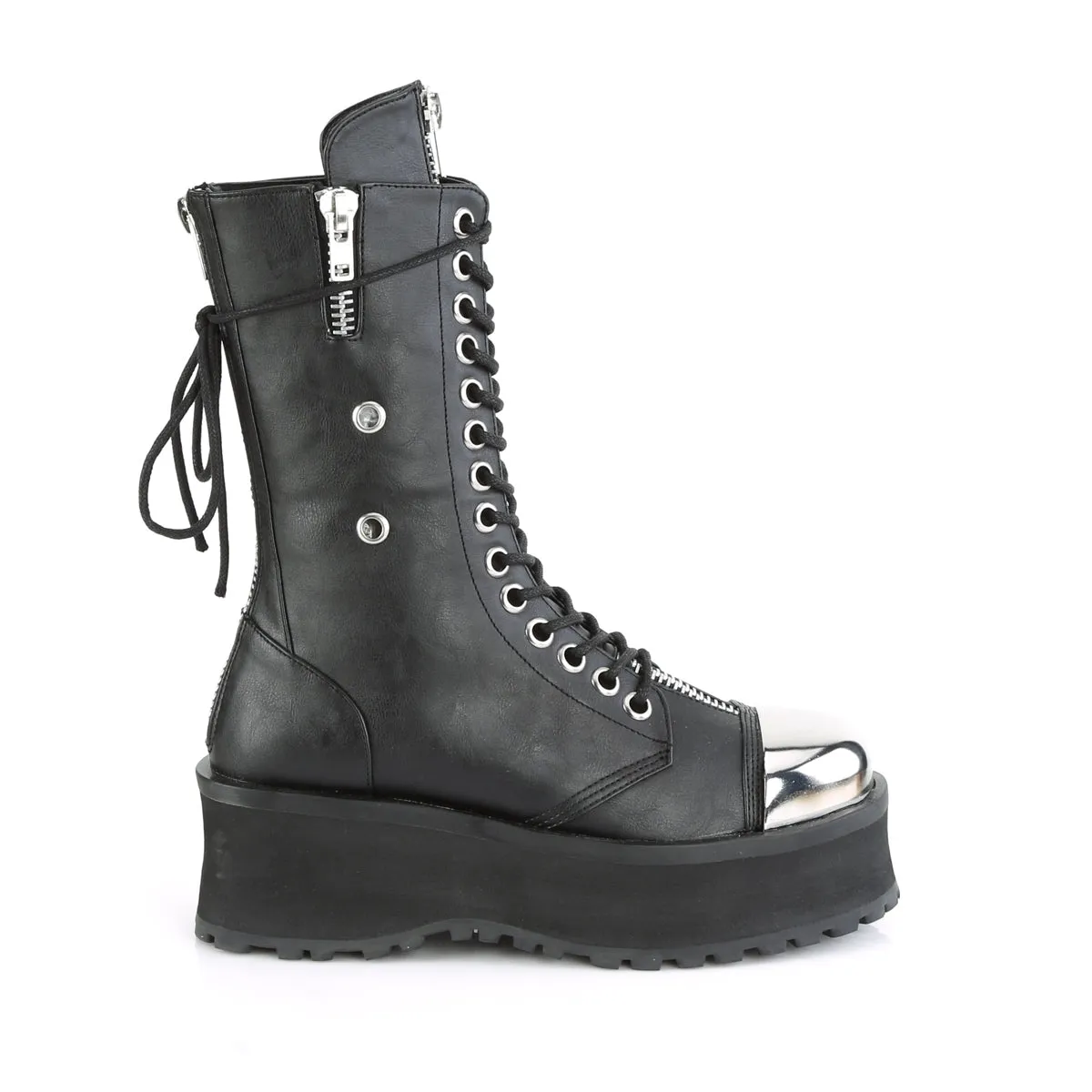 GRAVEDIGGER-14 DemoniaCult Black Vegan Leather Sexy Unisex Platform Shoes & Boots (Alternative Footwear)