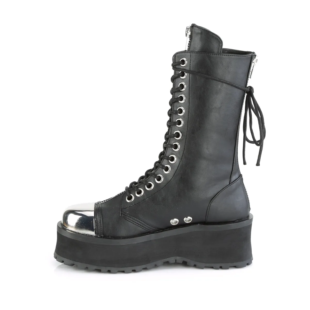 GRAVEDIGGER-14 DemoniaCult Black Vegan Leather Sexy Unisex Platform Shoes & Boots (Alternative Footwear)