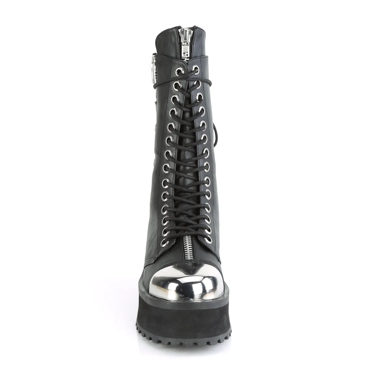 GRAVEDIGGER-14 DemoniaCult Black Vegan Leather Sexy Unisex Platform Shoes & Boots (Alternative Footwear)