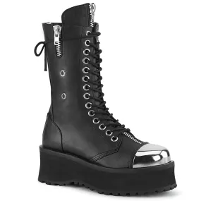 GRAVEDIGGER-14 DemoniaCult Black Vegan Leather Sexy Unisex Platform Shoes & Boots (Alternative Footwear)
