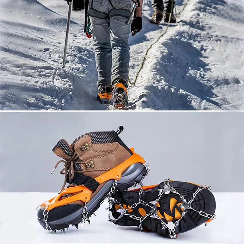 Ice Cleats,Spikes CramponsTraction Snow Grips for Boots Shoes Women Men Kids, Anti Slip Stainless Steel Footwear Spikes for Hiking Fishing Walking Climbing Ice Mountaineering