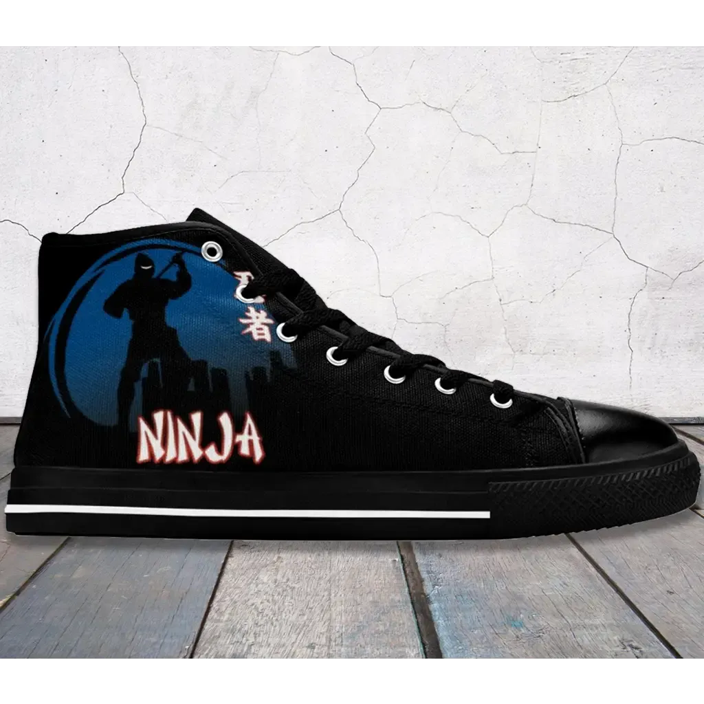 Japanese Secret Ninja Logo Shoes High Top Sneakers for Kids and Adults