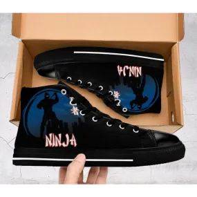 Japanese Secret Ninja Logo Shoes High Top Sneakers for Kids and Adults