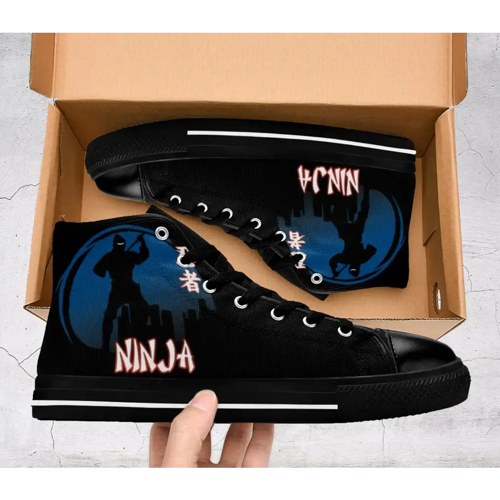 Japanese Secret Ninja Logo Shoes High Top Sneakers for Kids and Adults