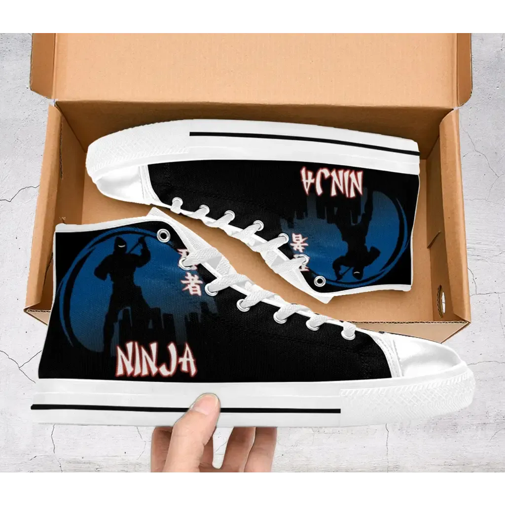 Japanese Secret Ninja Logo Shoes High Top Sneakers for Kids and Adults