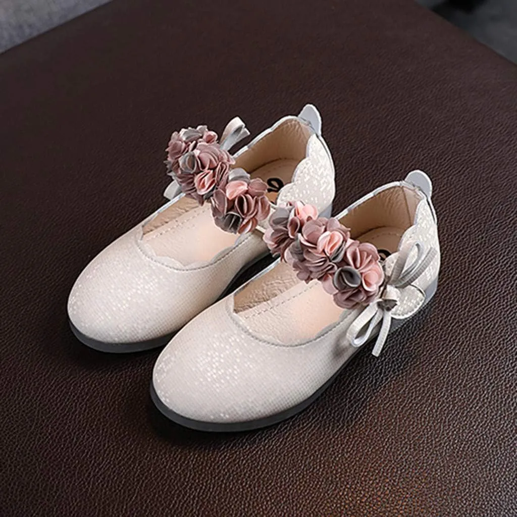 Leather Shoes for Girls Kids Baby Stretch Designed Floral Princess Sandals Kids Toddler Baby Stretch Comfy Loafers Shoes