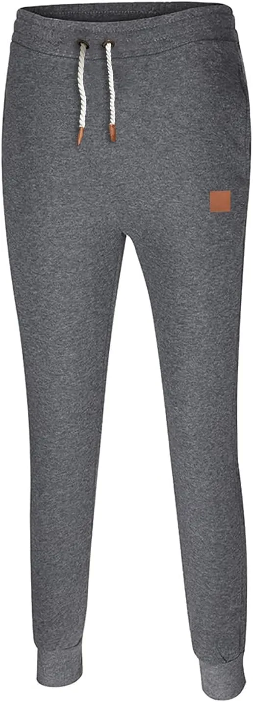 Mens Sweatpants Heavyweight Fleece Cargo Stretch Elastic Waist Workout Jogger Pants Wide Leg Drawstring Trousers