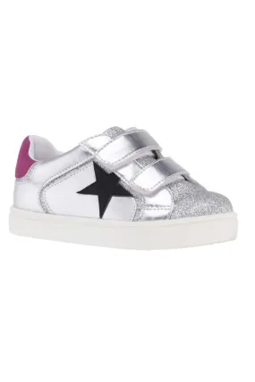 NINA EVON-T VELCRO SNEAKER IN LIGHT SILVER METAL