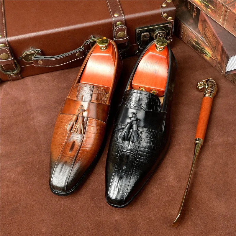 Opulessa Crocodile Slip Ons