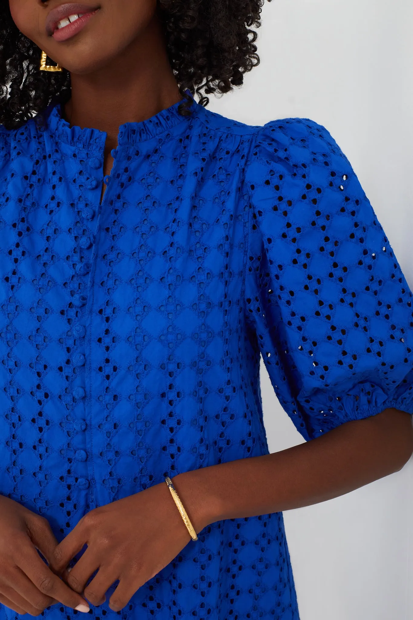 Royal Blue Eyelet Midi Tryall Dress