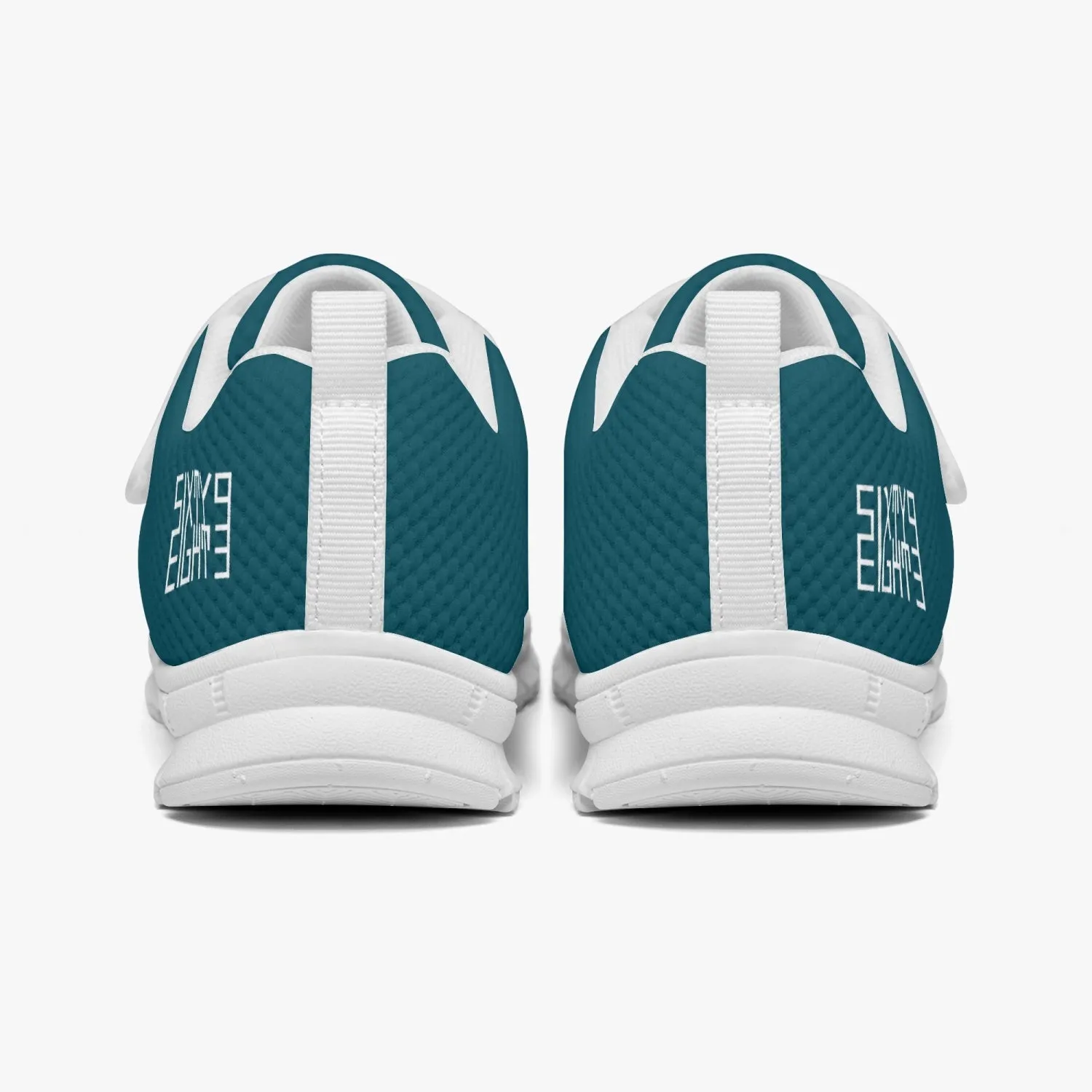 Sixty Eight 93 Logo White Dark Teal Kids Lightweight Velcro Shoe