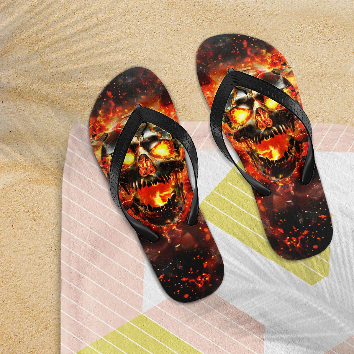 Skull Lava Unique Flip Flops for Women Beach