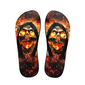Skull Lava Unique Flip Flops for Women Beach