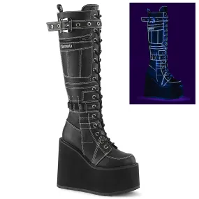 SWING-260 DemoniaCult Black Vegan Leather Sexy Women's Mid-Calf & Knee High Boots (Alternative Footwear)