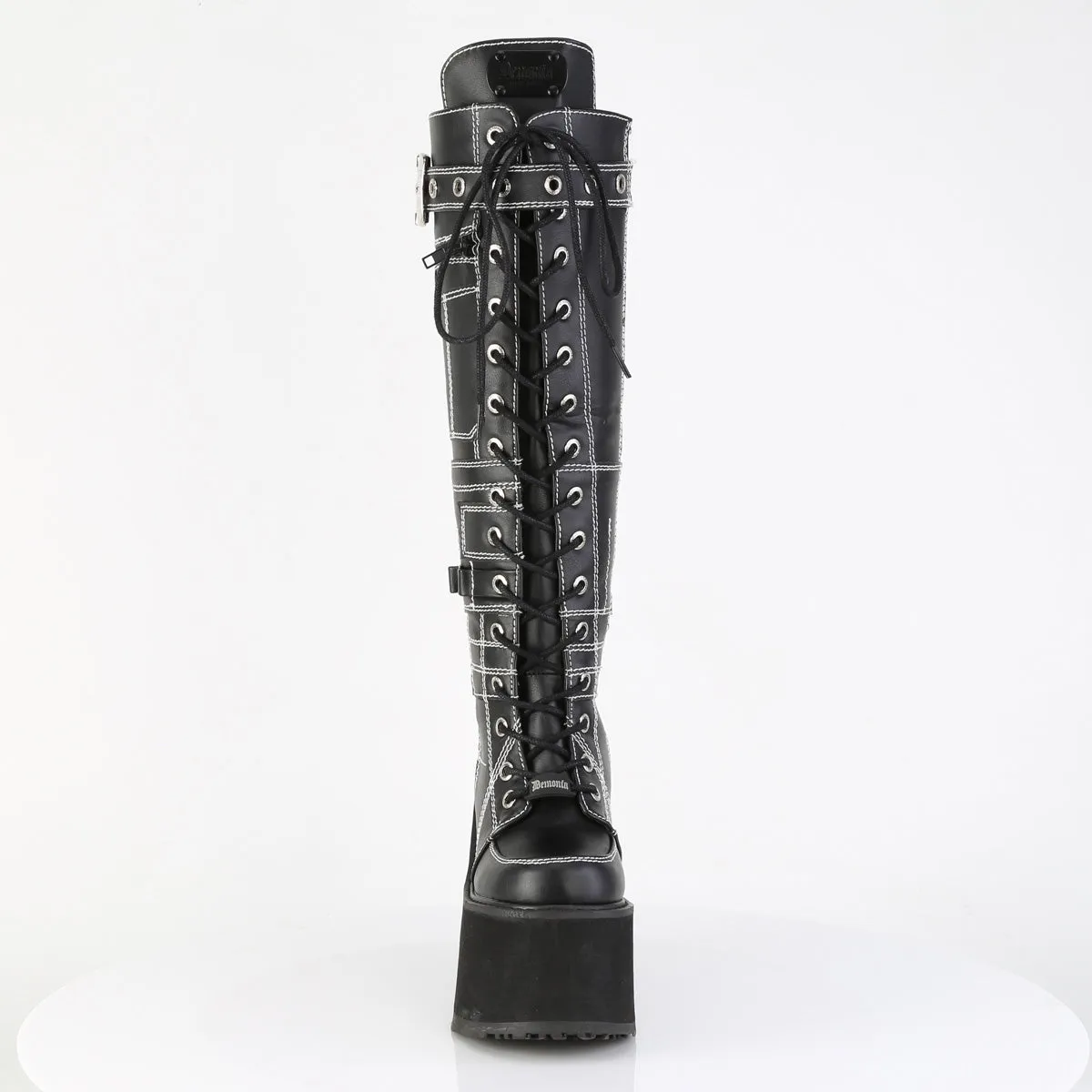 SWING-260 DemoniaCult Black Vegan Leather Sexy Women's Mid-Calf & Knee High Boots (Alternative Footwear)