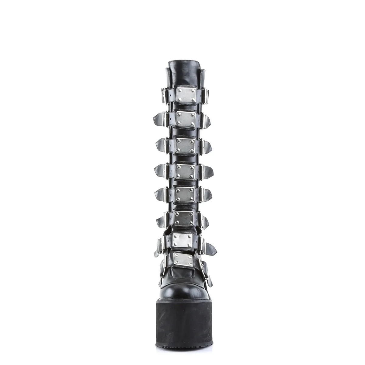 SWING-815 DemoniaCult Black Vegan Leather Sexy Women's Mid-Calf & Knee High Boots (Alternative Footwear)